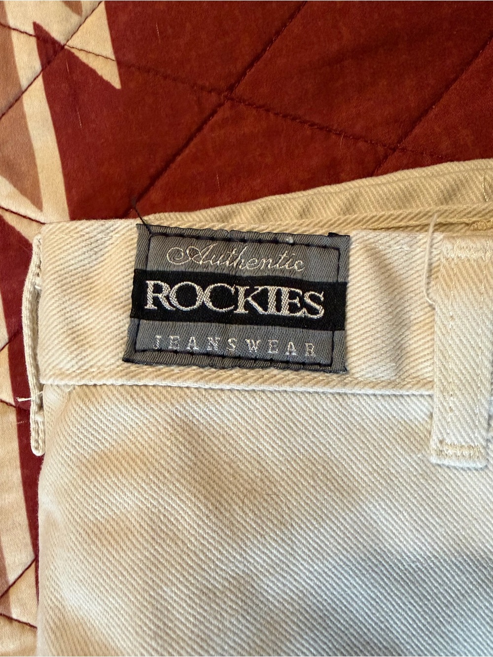 Rockies Cream Colored Denim Jeans with Black Label
